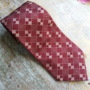Vtg Sulka Burgundy Beige Diamond Print Tie France